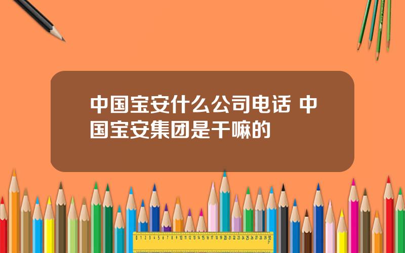 中国宝安什么公司电话 中国宝安集团是干嘛的